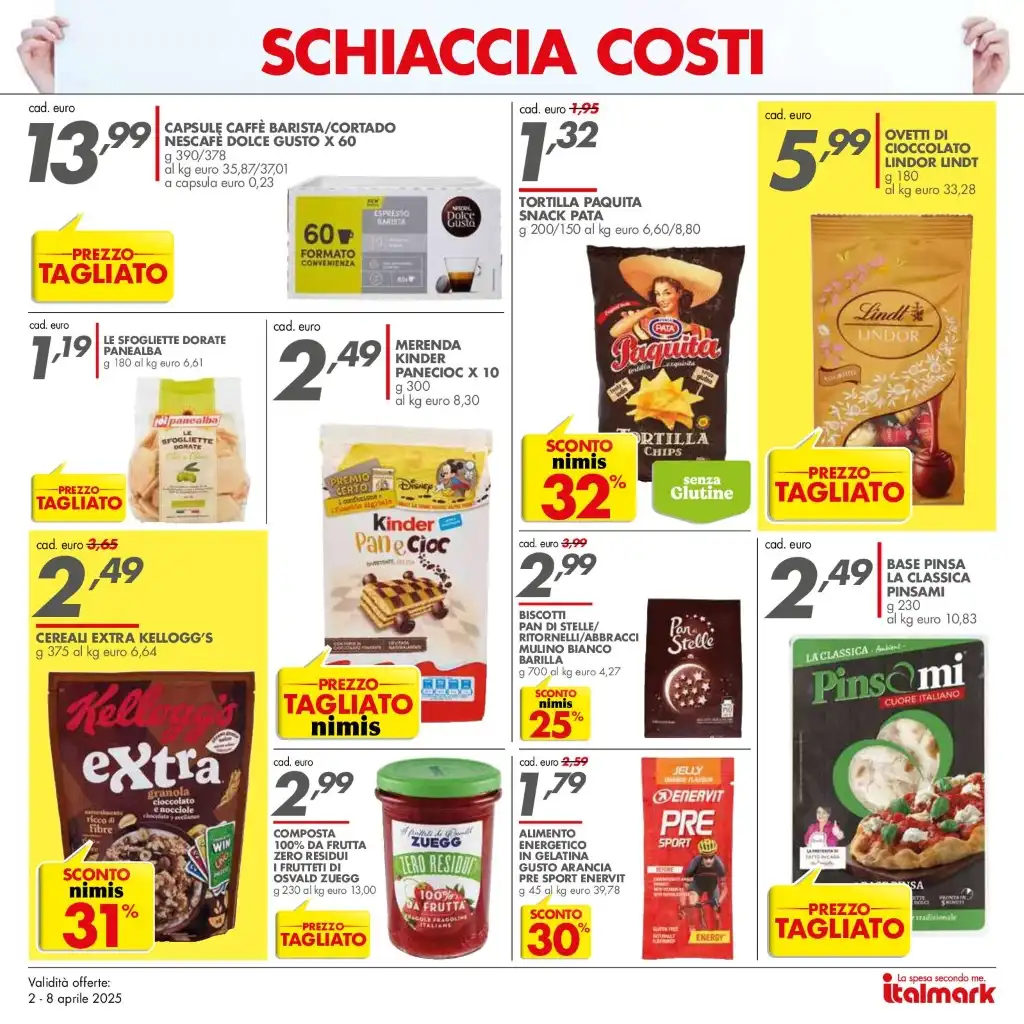 Volantino Italmark Schiaccia Costi dal 2 all’8/04/2025