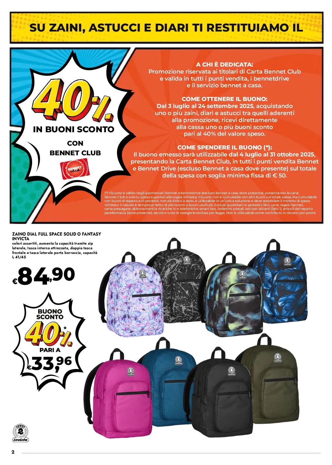 Volantino Bennet Scuola Wow 1Pt dal 31/07 al 17/09/2025