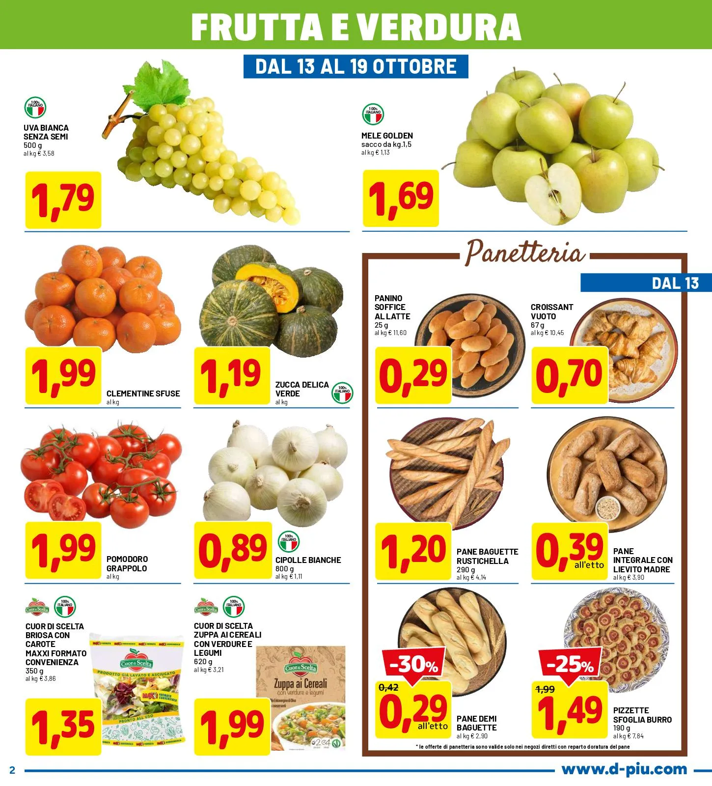 Volantino DPiù Prodotti da 0.50€ a 3€ fino al 26 dal 13/10/2025