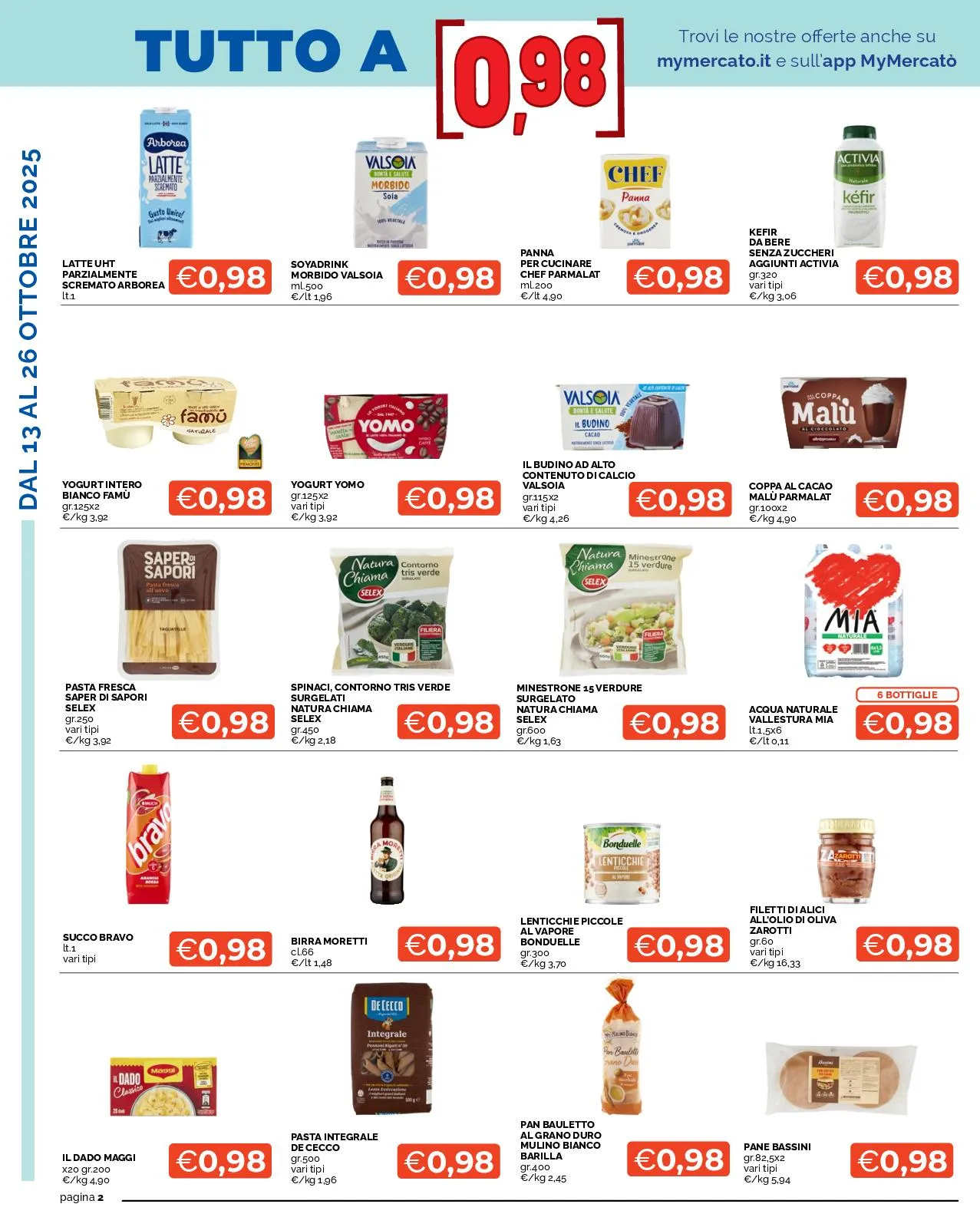 Volantino Mercatò Tutto a 0.98€ 1.48€ 1.98€ dal 13 al 26/10/2025
