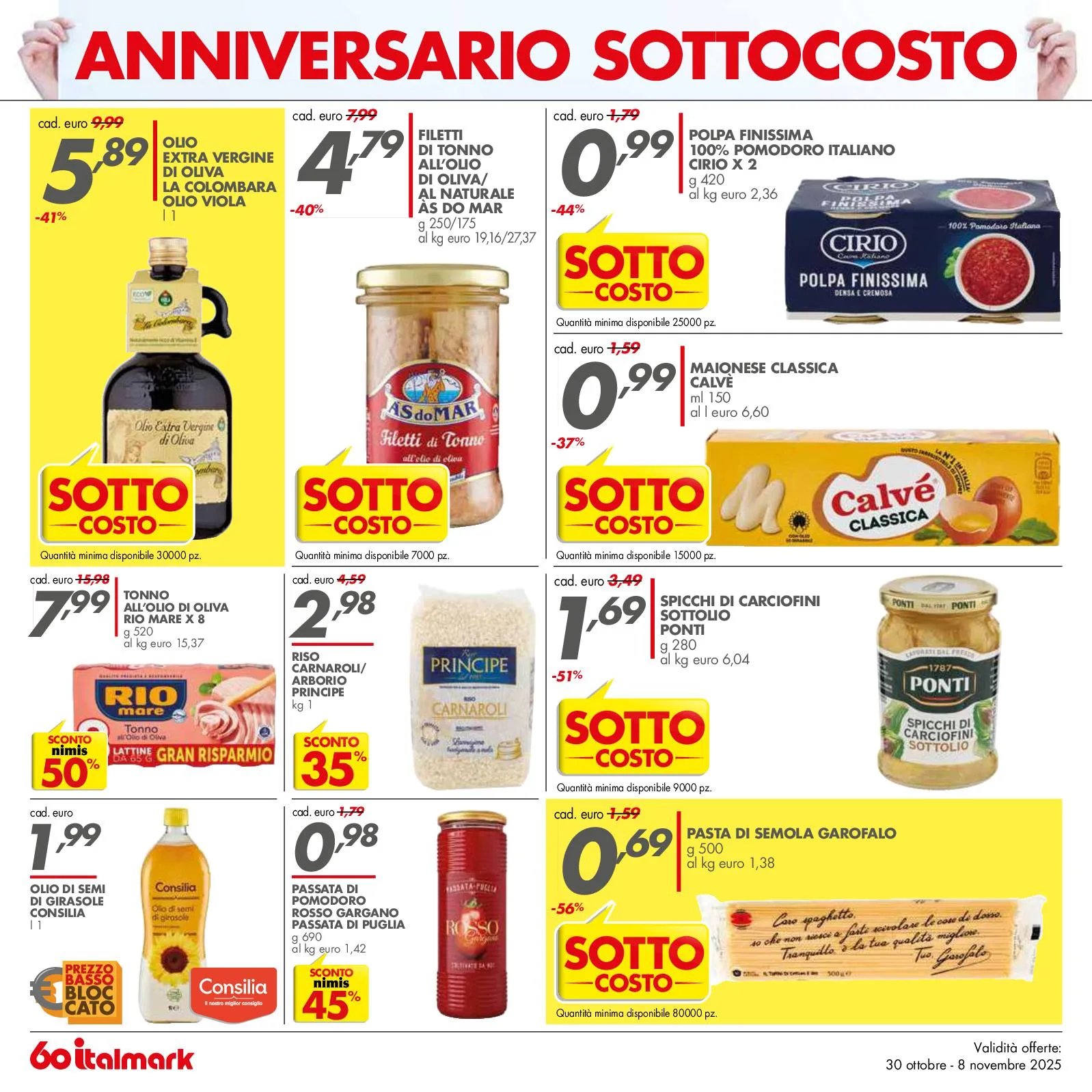 Volantino Italmark Anniversario Sottocosto dal 30/10 all’8/11/2025
