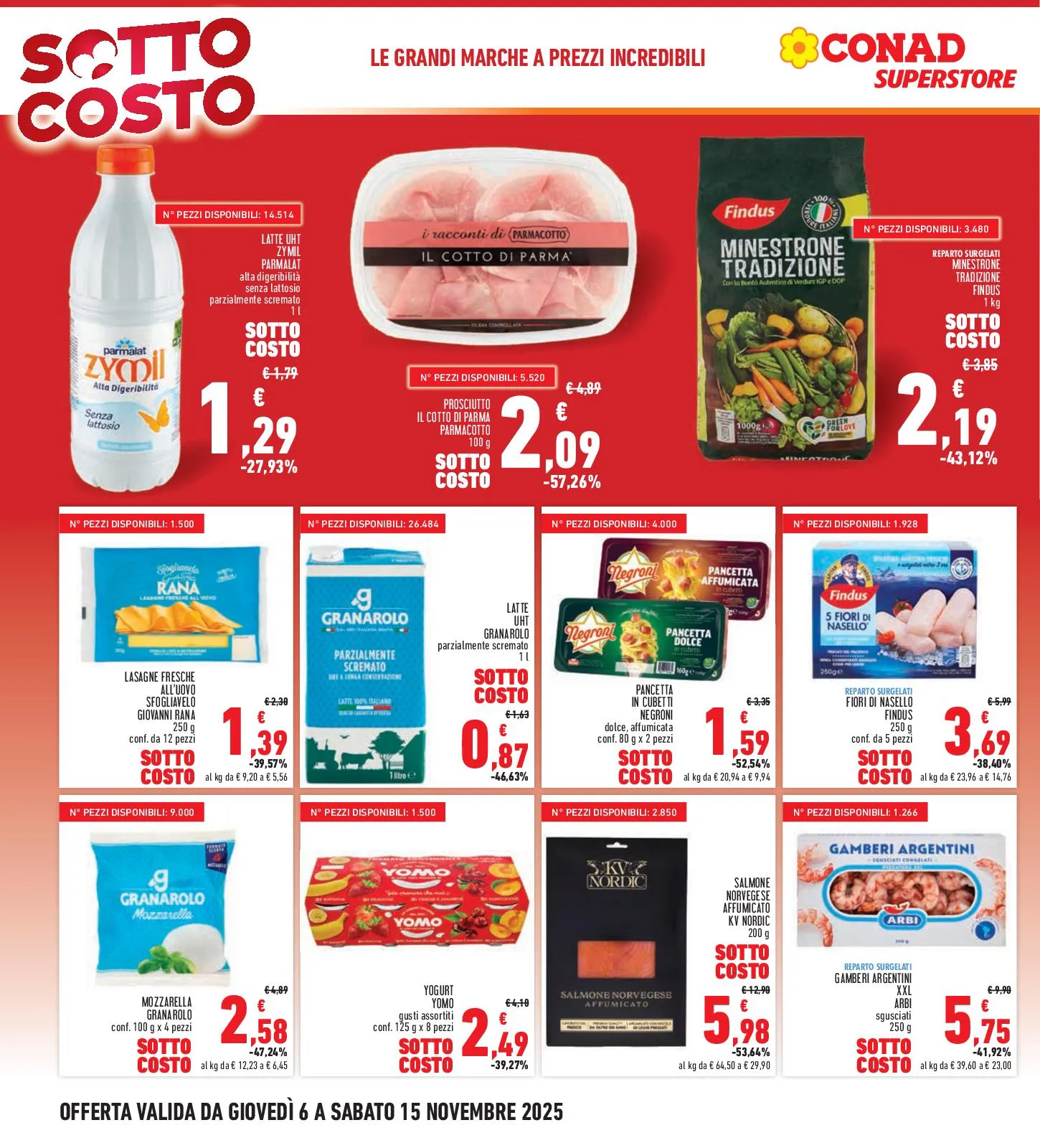 Volantino Conad Superstore Sottocosto dal 6 al 15/11/2025