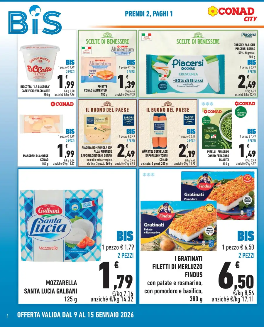 Volantino Conad City Bis Prendi 2 Paghi 1 dal 9 al 15/01/2026
