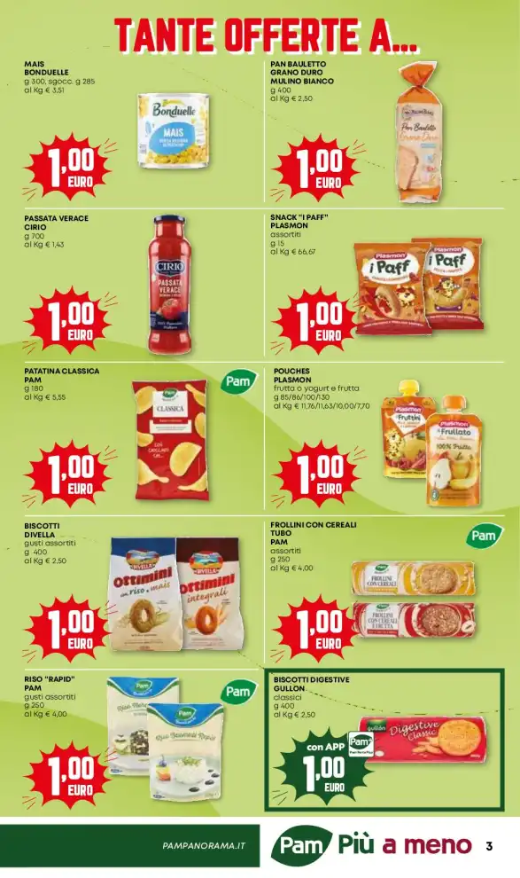 Volantino Pam Tante offerte a 1, 2, 3 euro dal 18/6 fino al 1/7/2026