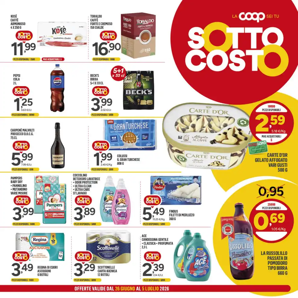 Volantino Coop Sotto Costo dal 26/6 fino al 5/7/2026