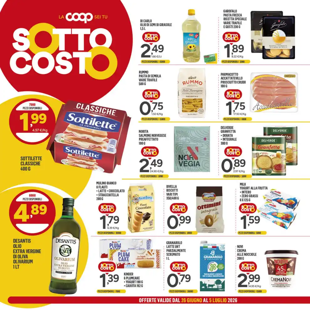 Volantino Coop Sotto Costo dal 26/6 fino al 5/7/2026