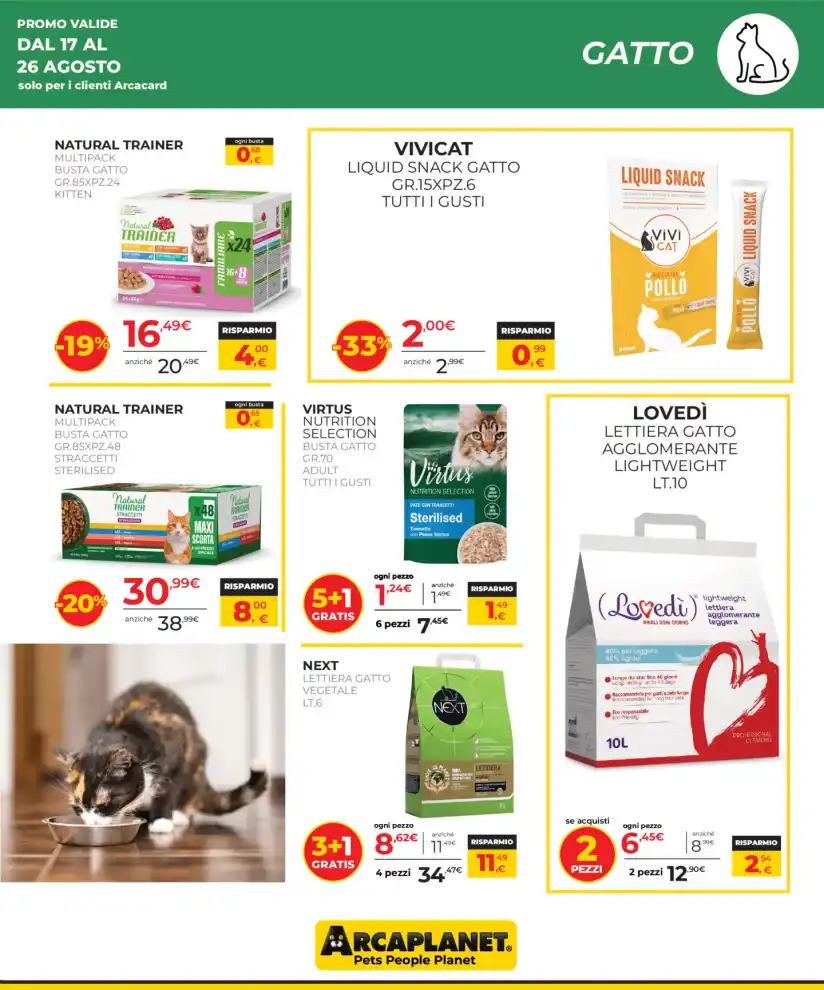 Volantino Arcaplanet Offerte Flash dal 17/8 fino al 26/8/2026
