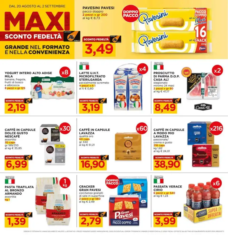 Volantino Alì e Aliper Maxi Sconto Fedeltà dal 20/8 fino al 2/9/2026