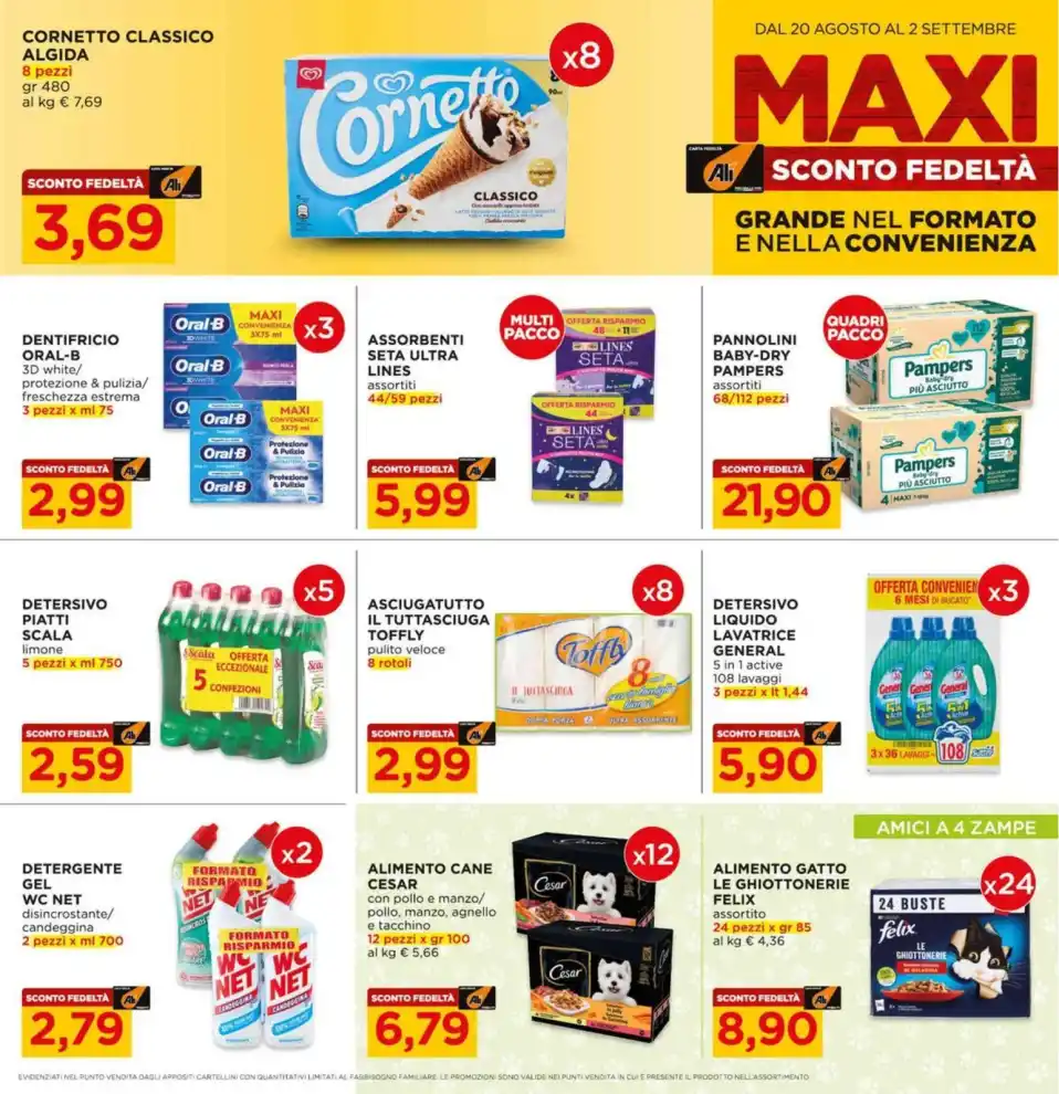 Volantino Alì e Aliper Maxi Sconto Fedeltà dal 20/8 fino al 2/9/2026