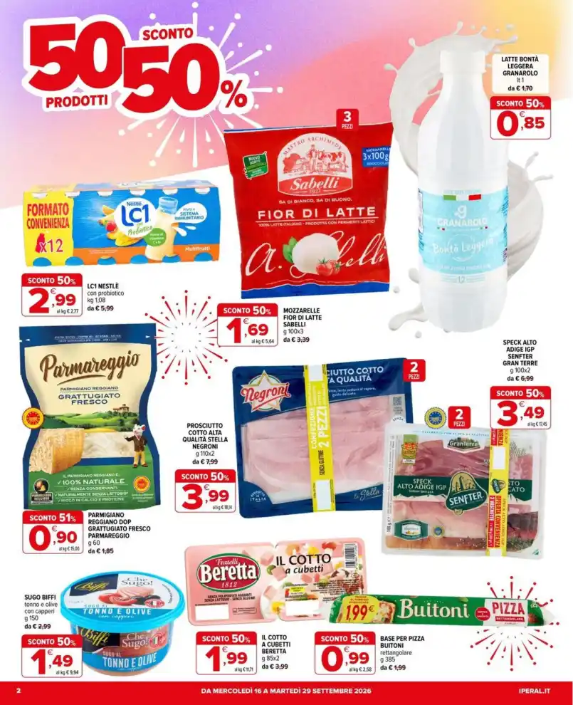 Volantino Iperal 50 prodotti sconto 50% dal 16/9 fino al 29/9/2026