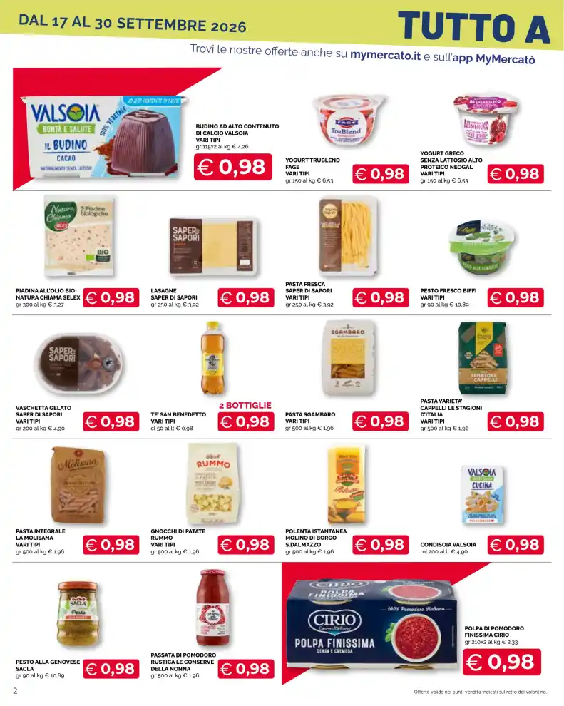 Volantino Mercatò Big Tutto a 0,98 dal 17/9 fino al 30/9/2026