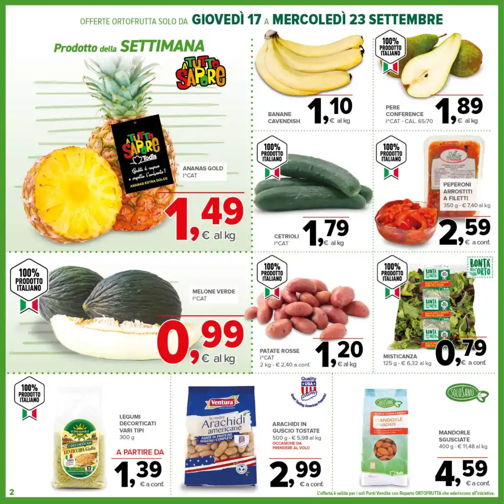 Volantino Todis Supermercato Nuovi bassi e bloccati dal 17/9 fino al 30/9/2026