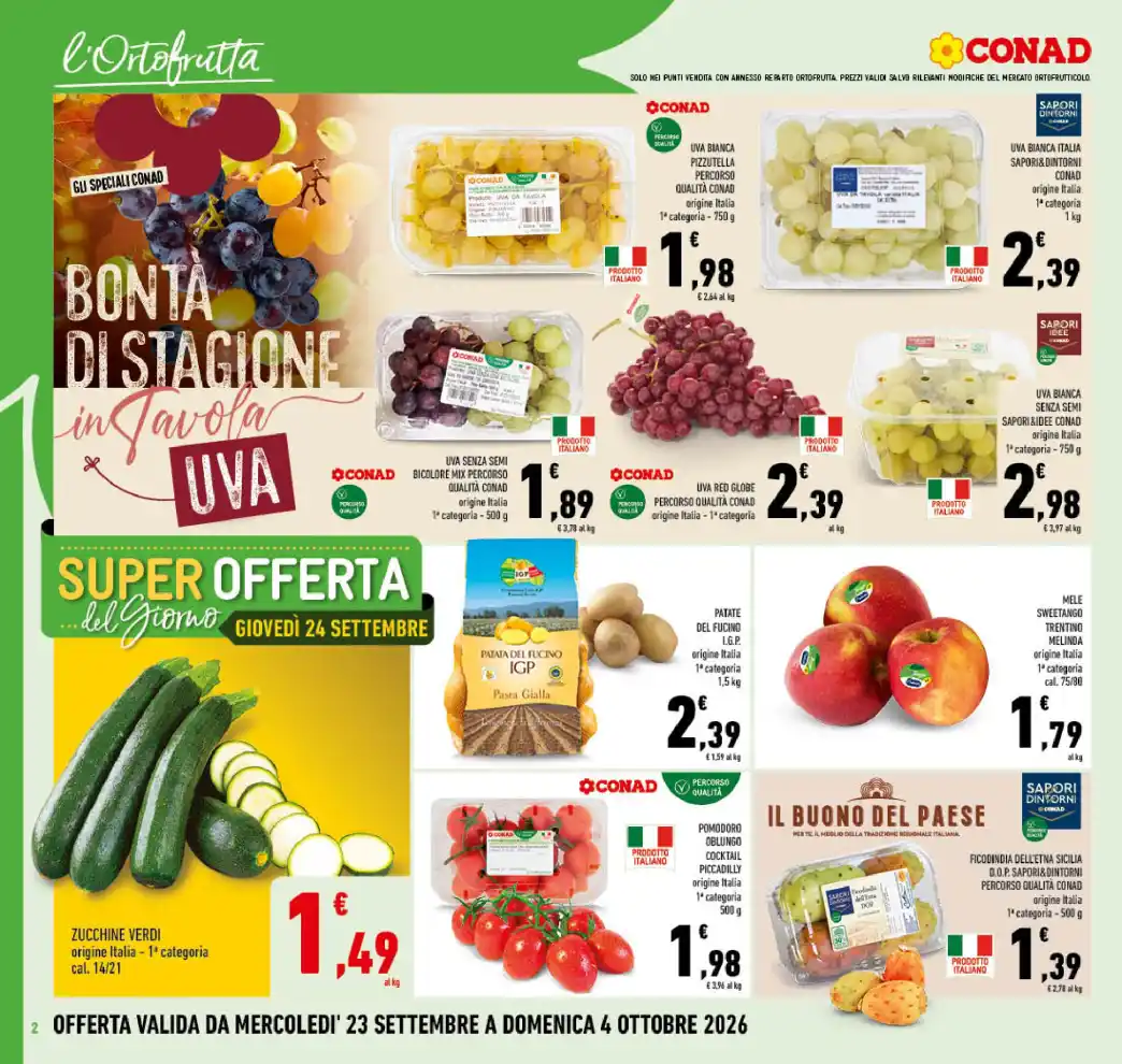Volantino Conad Grandi marche dal 23/9 fino al 4/10/2026