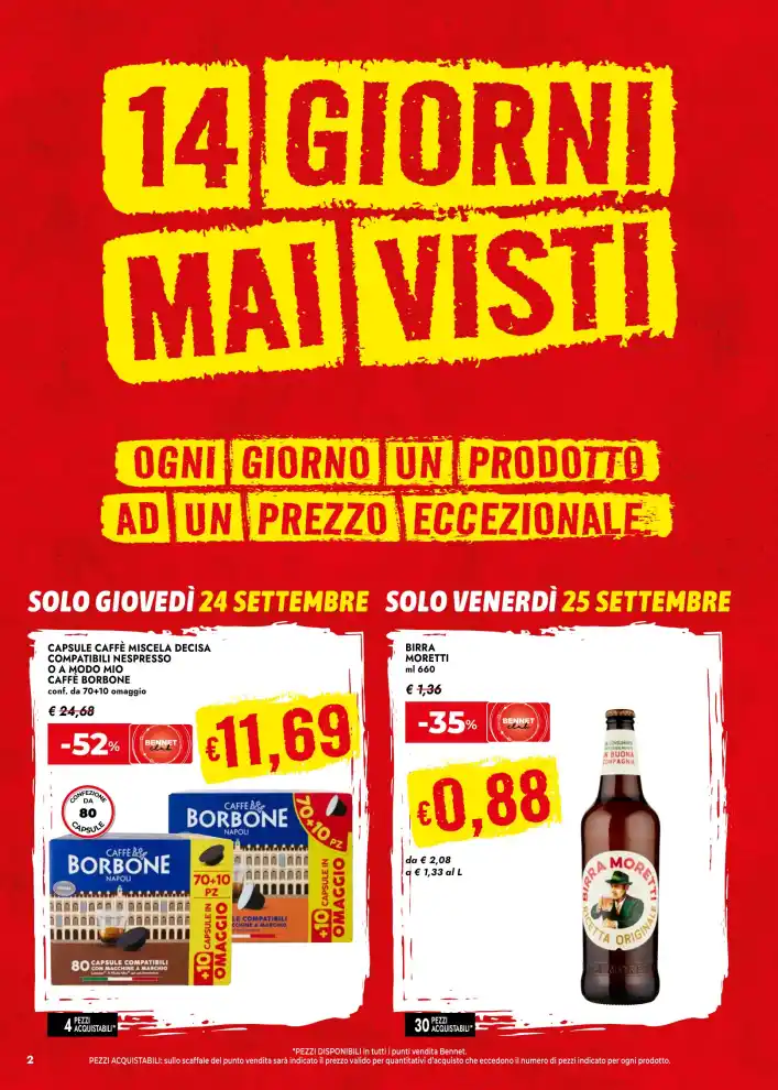 Volantino Bennet 14 Giorni Mai Visti dal 24/9 fino al 7/10/2025