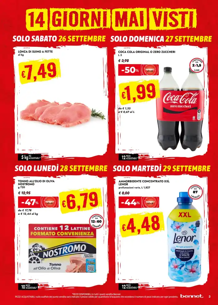 Volantino Bennet 14 Giorni Mai Visti dal 24/9 fino al 7/10/2025