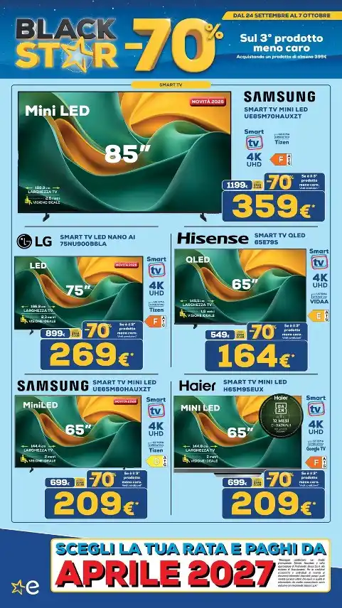Volantino Euronics Tufano Black Star dal 24/9 fino al 7/10/2026