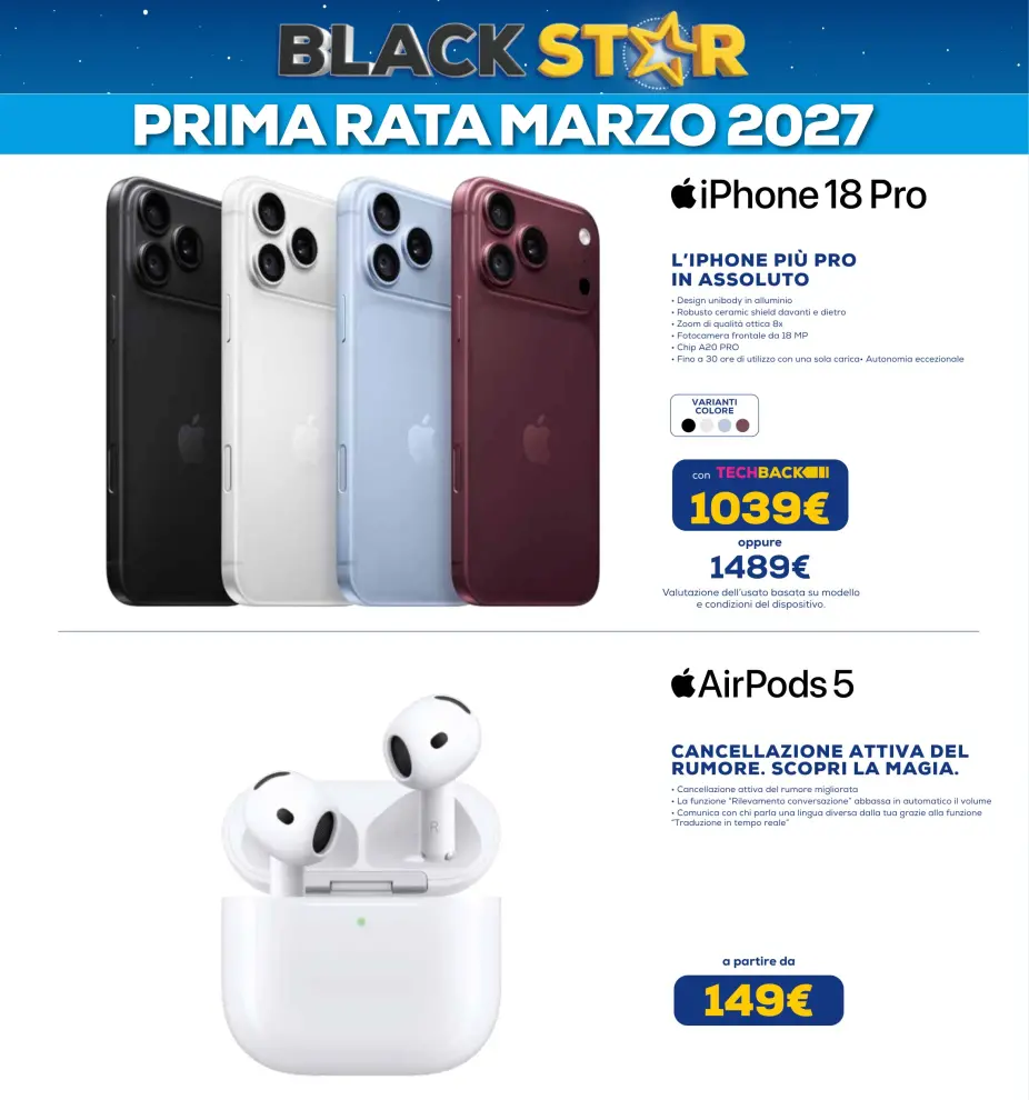 Volantino Euronics La Via Lattea Black Star dal 24/9 fino al 7/10/2026