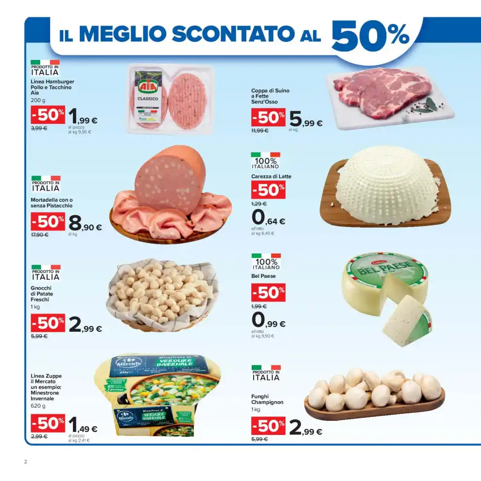 Volantino Carrefour 50 prodotti al 50% dal 29/9 fino al 12/10/2026