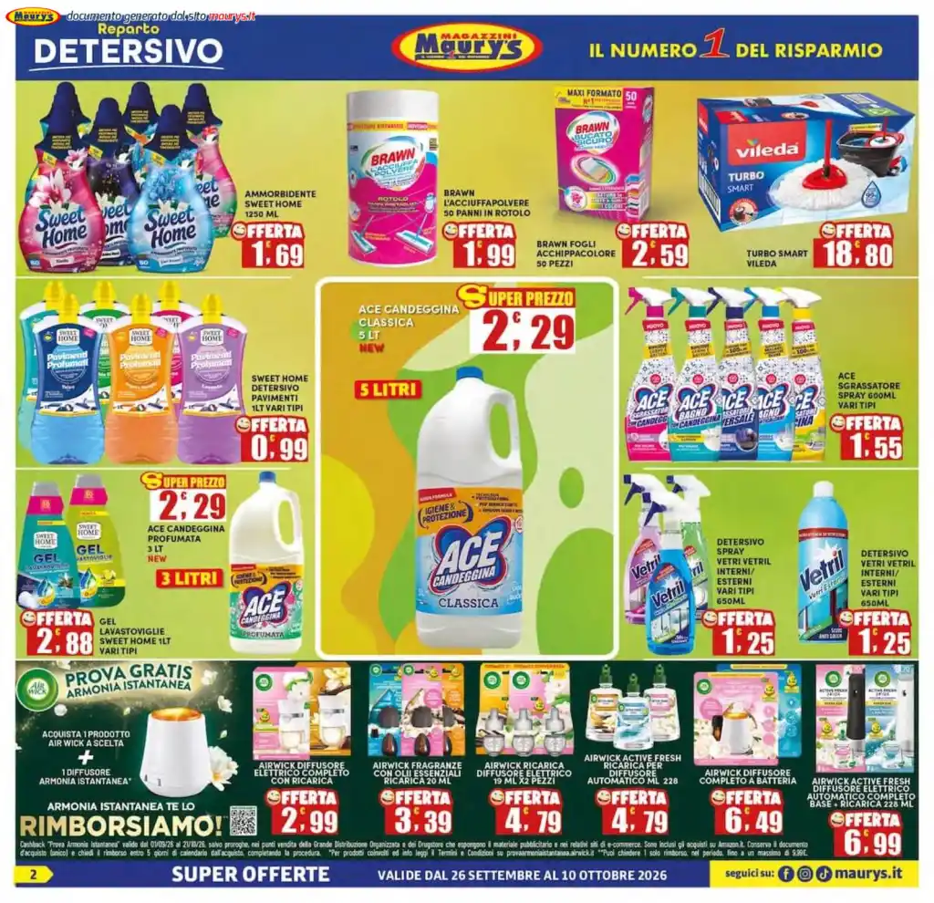 Volantino Maury’s Stagione di occasioni dal 26/9 fino al 10/10/2026