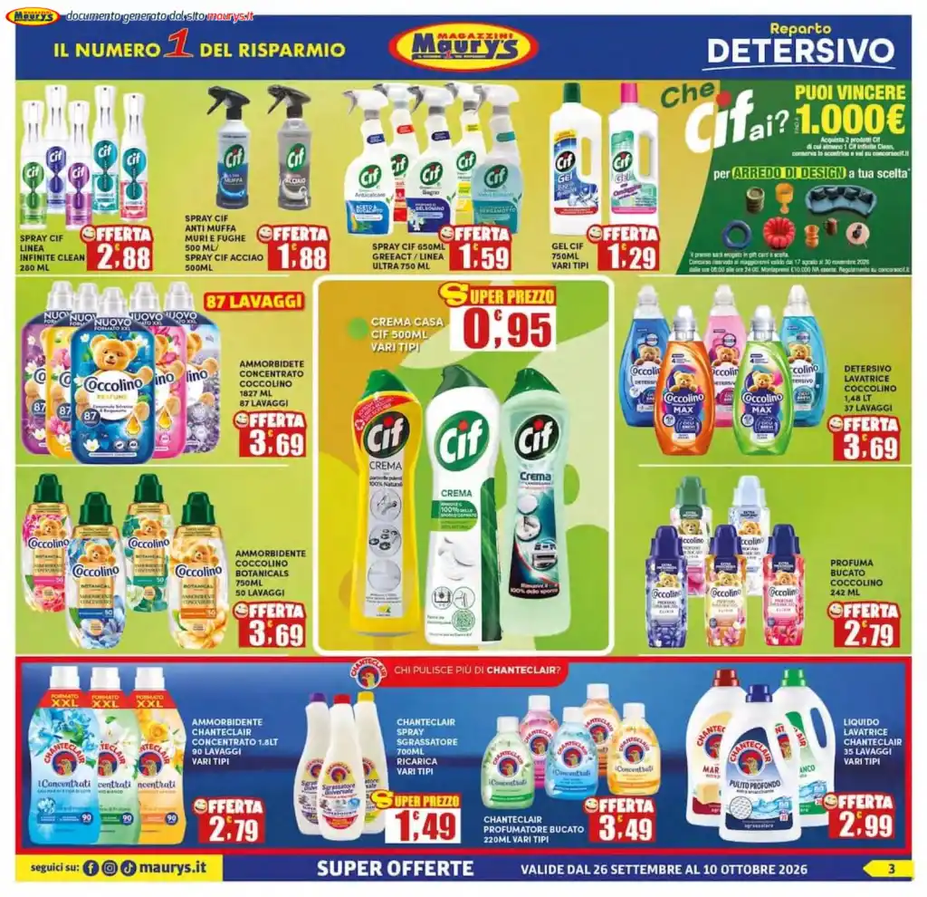 Volantino Maury’s Stagione di occasioni dal 26/9 fino al 10/10/2026