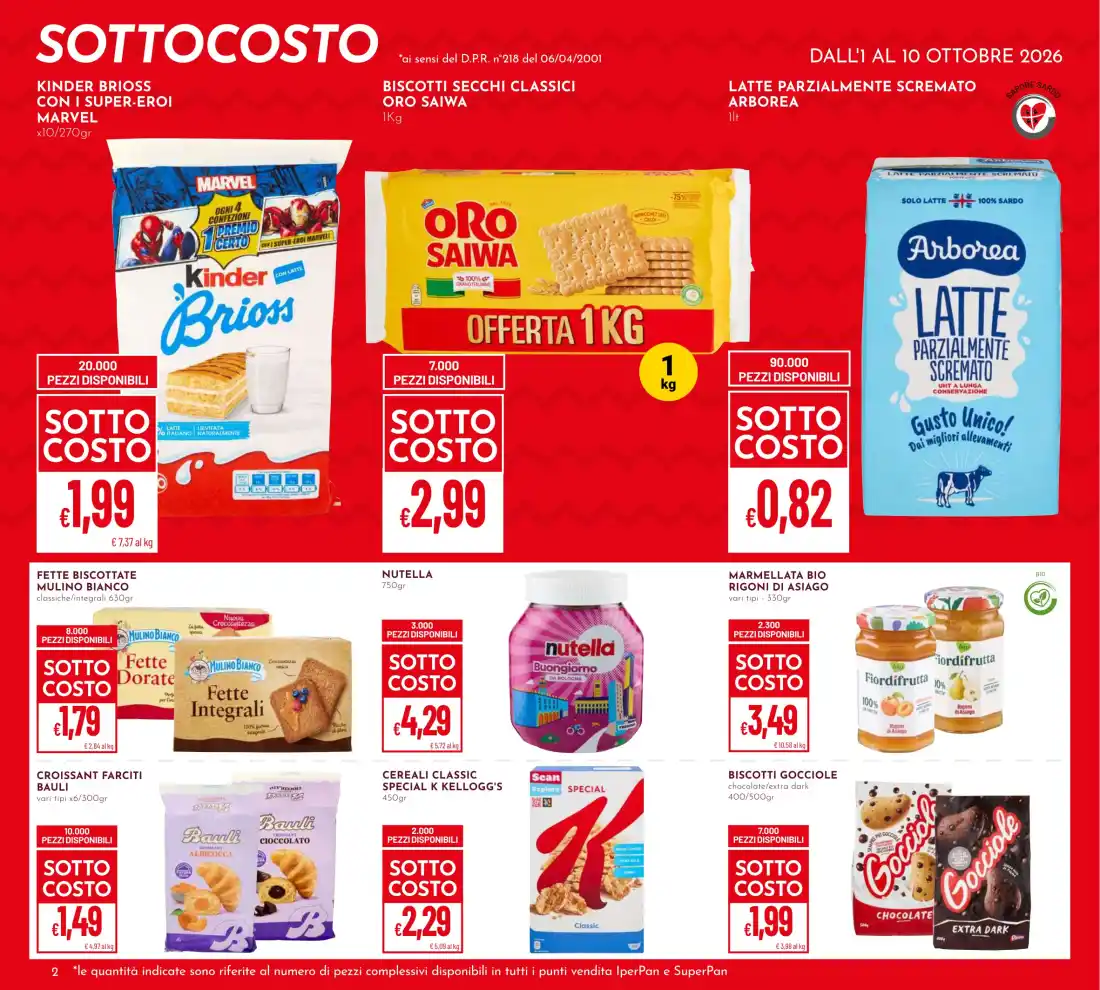 Volantino Pan Sottocosto e buoni spesa dal 1/10 fino al 10/10/2026