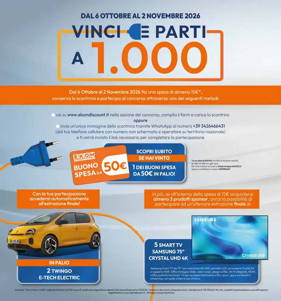 Volantino Ekom Offerte da capogiro dal 6/10 fino al 19/10/2026