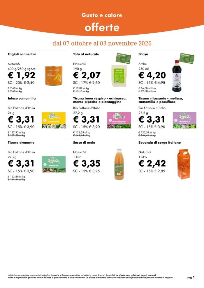 Volantino NaturaSì Offerte ottobre 2026 dal 7/10 fino al 3/11/2026