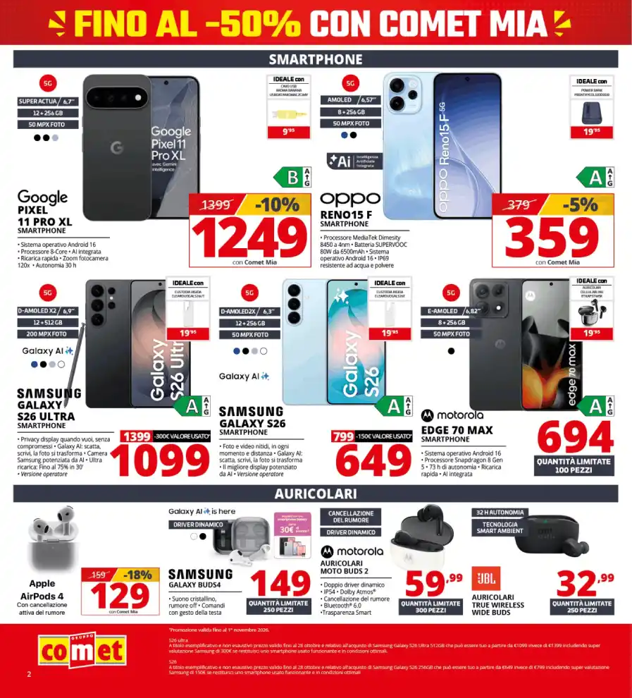 Volantino Comet Fino al -50% con Comet Mia dal 8/10 fino al 28/10/2026