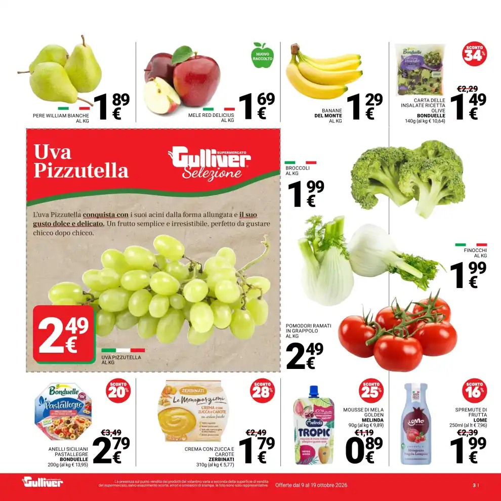 Volantino Gulliver Piccoli prezzi grande risparmio dal 9/10 fino al 19/10/2026