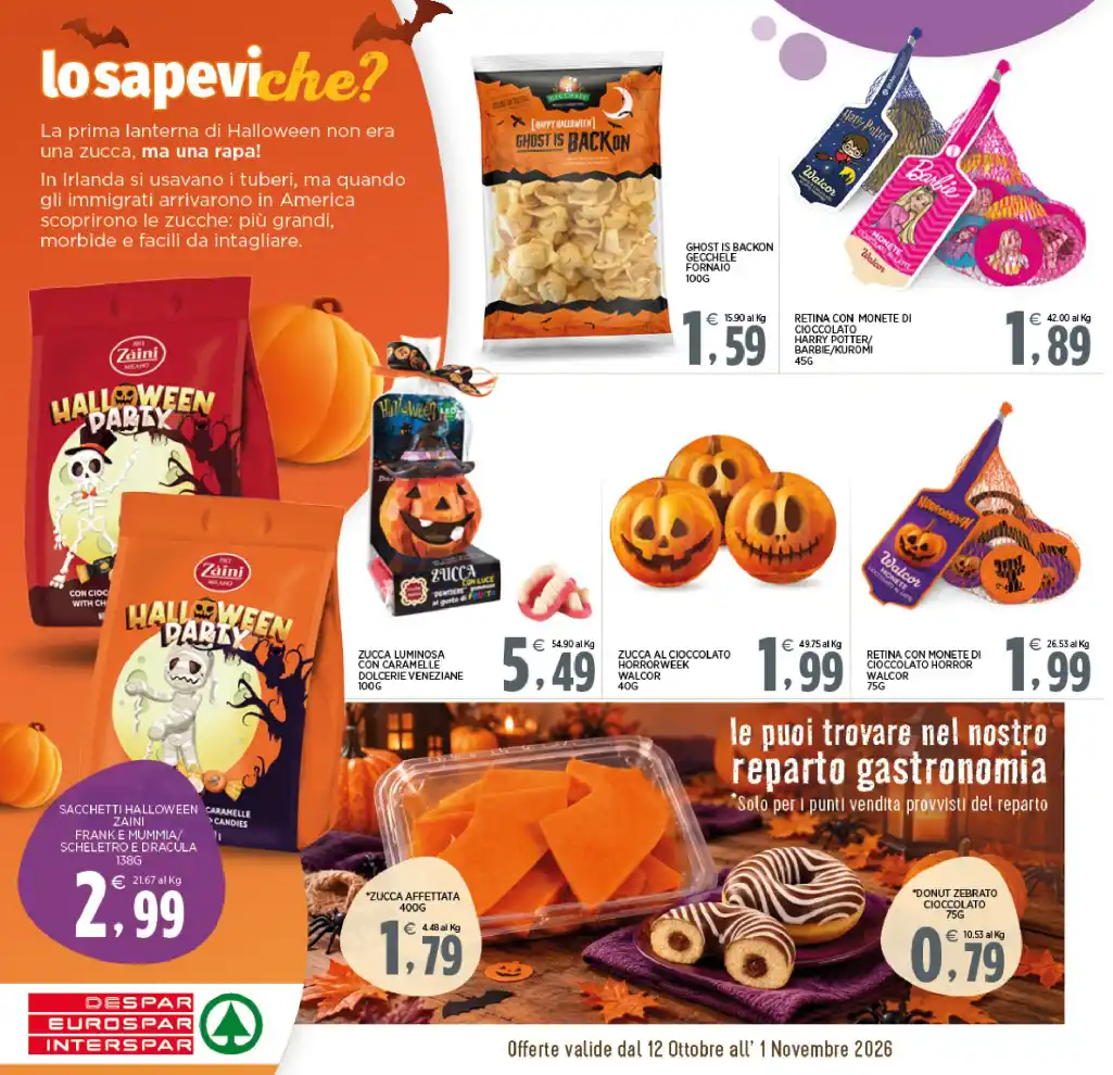 Volantino Interspar Halloween Dolci da brivido dal 12/10 fino al 1/11/2026
