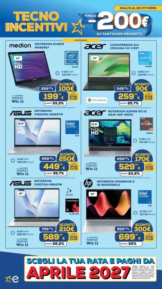 Volantino Euronics Tufano Tecno Incentivi dal 8/10 fino al 28/10/2026