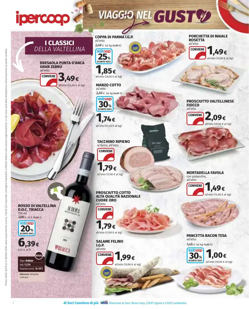 Volantino Ipercoop Viaggio nel gusto dal 8/10 fino al 21/10/2026