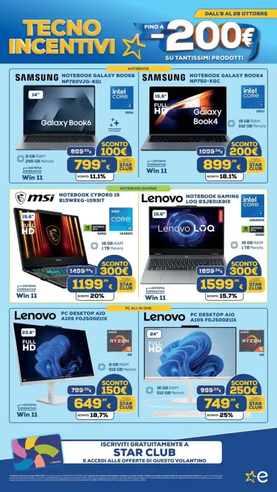 Volantino Euronics Tufano Tecno Incentivi dal 8/10 fino al 28/10/2026