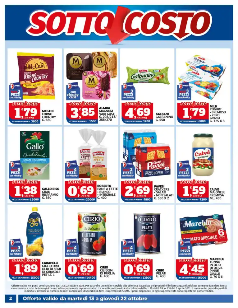 Volantino Sigma Sotto Costo dal 13/10 fino al 22/10/2026