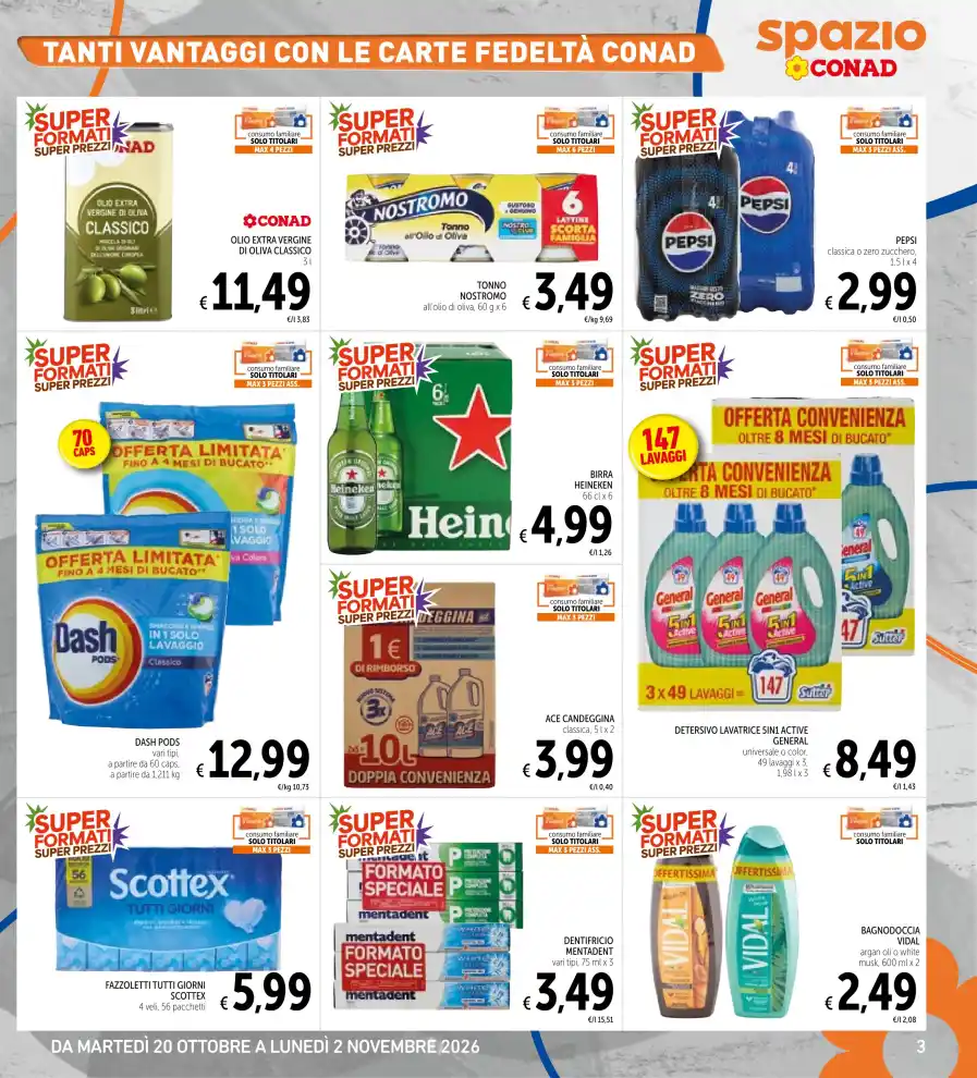 Volantino Spazio Conad Super formati super prezzi dal 20/10 fino al 2/11/2026