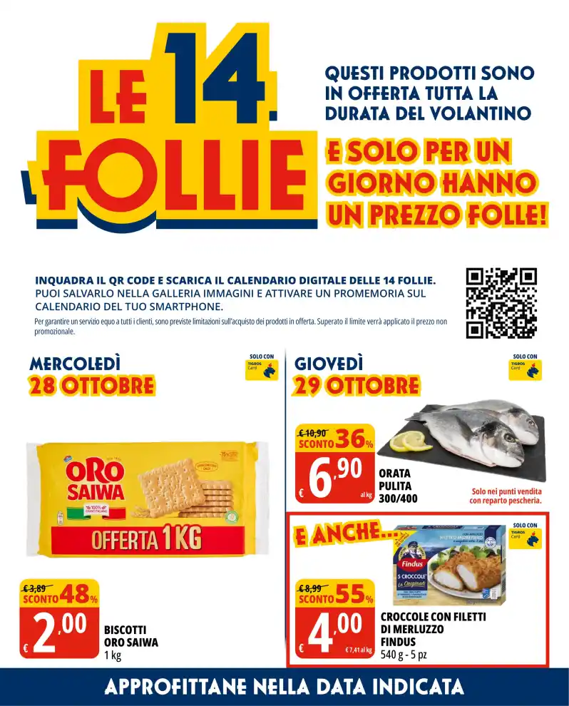 Volantino Tigros Le 14 Follie dal 28/10 fino al 10/11/2026