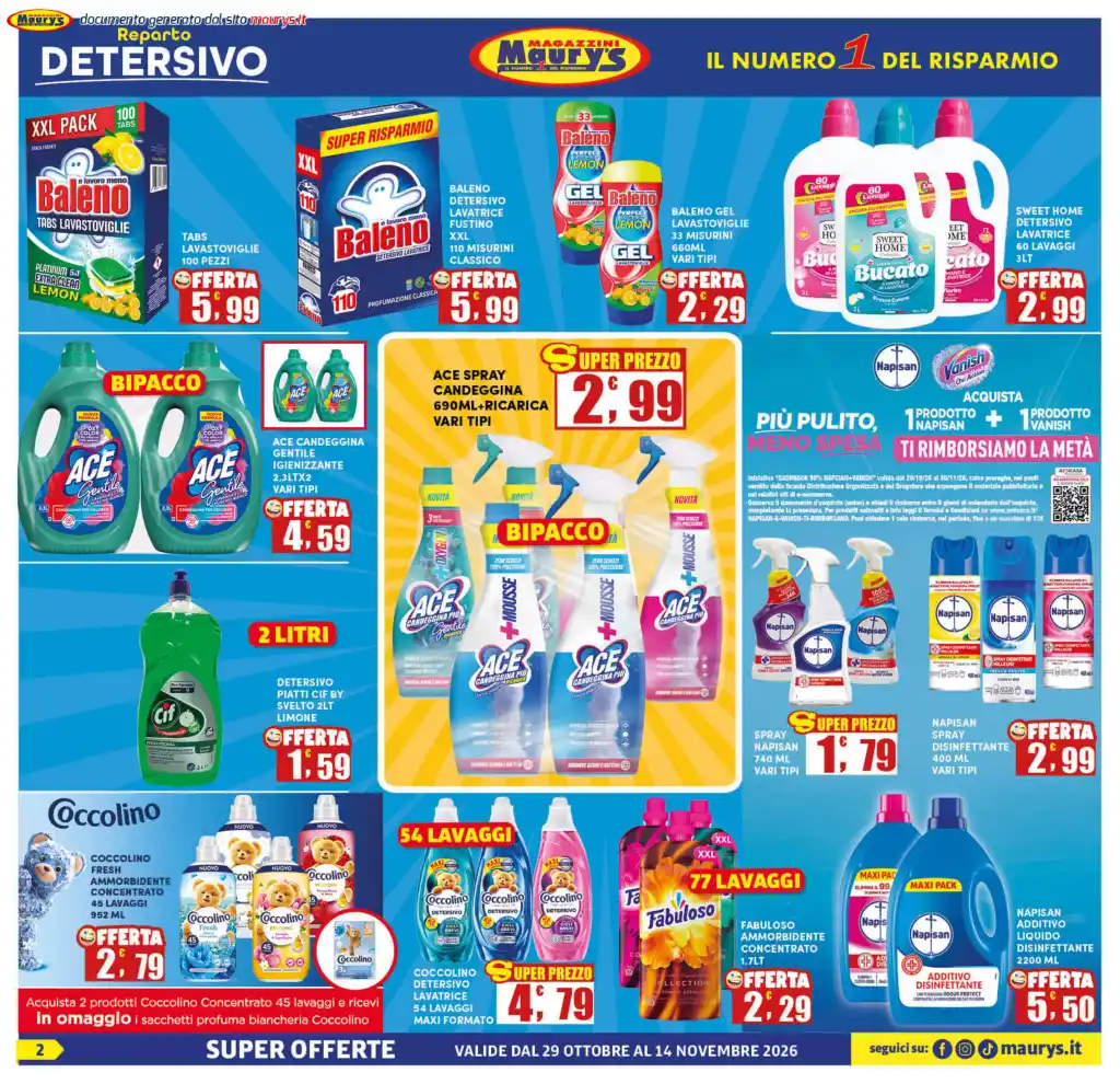 Volantino Maury’s I Nostri Marchi -30% dal 29/10 fino al 14/11/2026