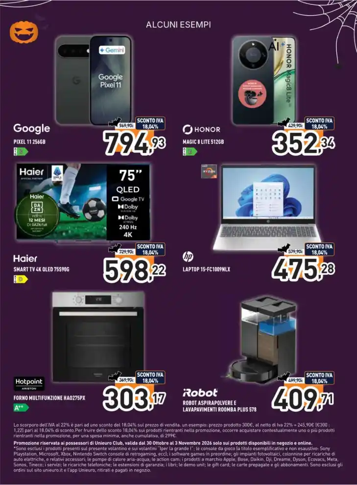 Volantino Unieuro Halloween Days dal 30/10 fino al 3/11/2026